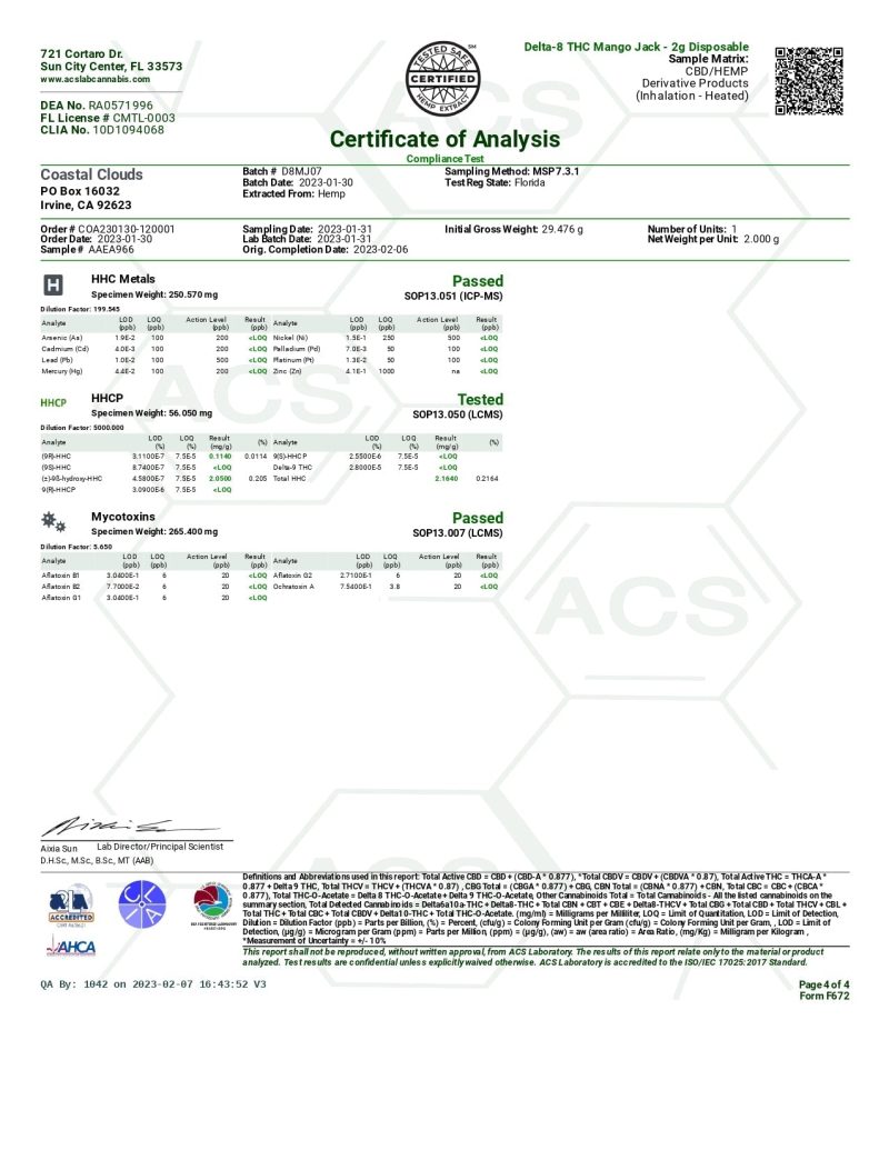 CoastalCloudsMangoJackDelta8 5PackCOA page 0004