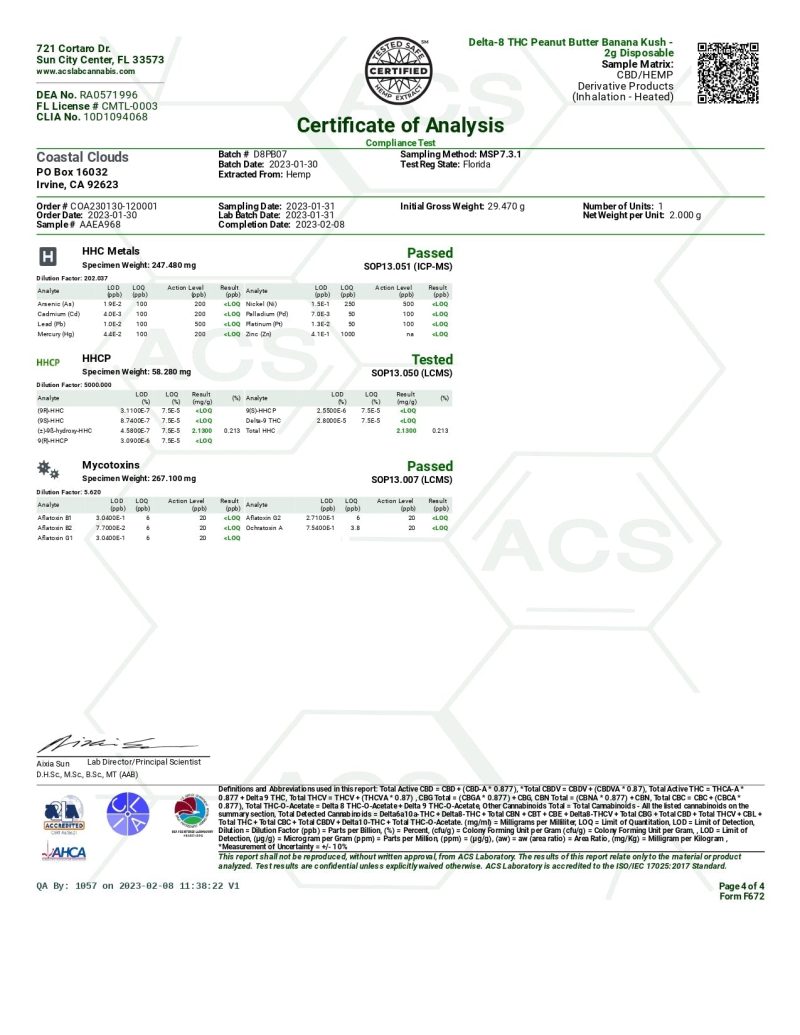 CoastalCloudsPeanutButterBananaKushDelta8 5PackCOA page 0004