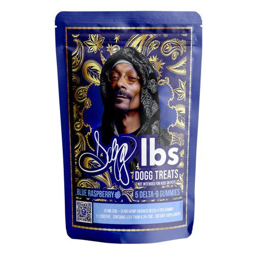 Dogg Lbs Dogg Treats by Snoop Dogg Delta 9 Gummies 100MG Pack of 5 Display of 10 Packs Blue Raspberry CBD Wholesale 57535