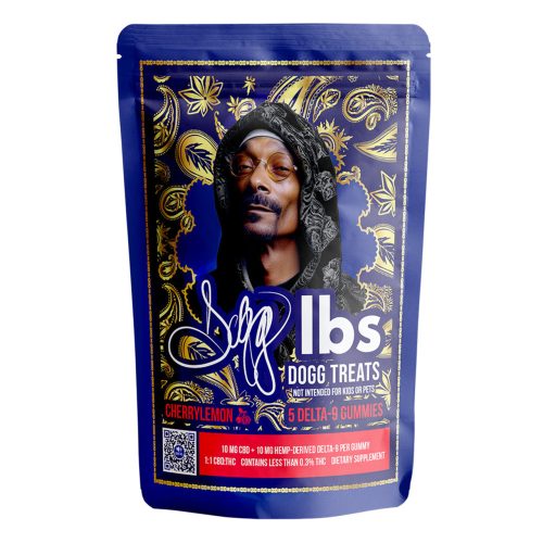 Dogg Lbs Dogg Treats by Snoop Dogg Delta 9 Gummies 100MG Pack of 5 Display of 10 Packs Cherrylemon CBD Wholesale 55124 1