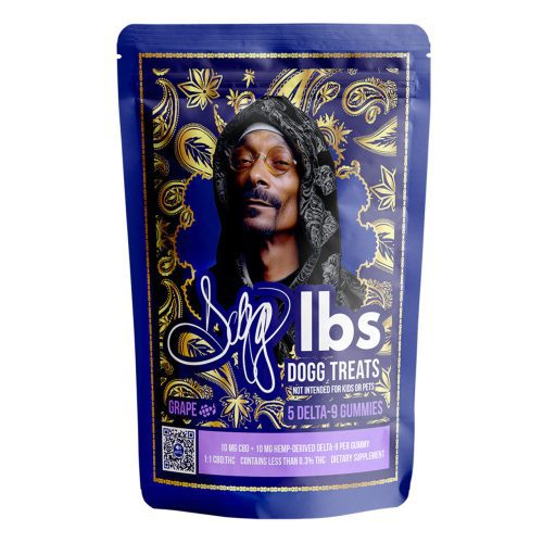 Dogg Lbs Dogg Treats by Snoop Dogg Delta 9 Gummy Bags 200MG Pack of 20 Display of 10 Packs Grape CBD Wholesale 93652